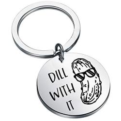 CENWA Dill Pickle Jewelry Dill with It Keychain Vegetable Jewelry Pickle Lover Gift Pun Novelty Humor Gift Parody Sarcastic Gift for Friend