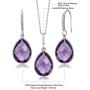 Gem Stone King 925 Silver Amethyst Pear Shape Pendant and Earrings Set (19.50 cttw Birthstone with 18 Inch Silver Chain)