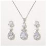 SWEETV Teardrop Wedding Bridal Jewelry Sets for Bridesmaids, Brides, Crystal Necklace Earrings Set for Women, Cubic Zirconia Wedding Prom Costume Jewelry Gifts
