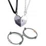 soulglass 4Pcs Magnetic Couples Bracelet Necklace Magnet Matching His and Hers Promise Love Heart Pendant Necklace Bracelet for Couples Long Distance Relationship Custom Name ID Couple Jewelry Set
