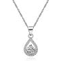 Dainty Platinum Plated Round Cubic Zirconia Teardop Pendant Necklace for Women Teen Girls ZY041
