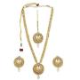SANARA Indian Bollywood Traditional Gold Plated Crystal and Pearl Drop Made Bridal Designer Jewelry Gold Rani Haar Pendant Necklace Set for Women & Girl Wedding & Partywear Jewelry