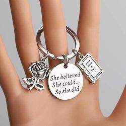 ENSIANTH Inspirational Gift The Beast Jewelry A Tale As Old As Time Keychain Princess Keychain Wedding Gift for Her