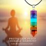 ASTRYAS 7 Chakra Stones Necklace Gemstone Pendant Reiki Energy Yoga Balanced Crystal Divination Pendulum for Women Girls - Cone Hexagonal with 18''Stainless Steel Chain Strap Gift Box
