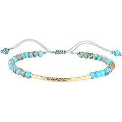 KELITCH Friendship Bracelets Handmade Single Strand Gold Beaded Bar Bracelets Chic Bangle