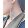 Silver Hook Long Chain Tassel Dangle Earrings for Women Long Tassel Drop Dangle Statement Earrings Party Jewelry