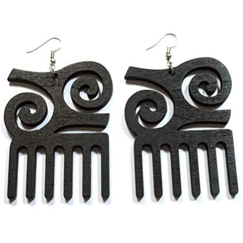 Adinkra Symbols A War Hero Bravery Wood Engraved Gyaman Kingdom Women Fashion Jewelry Dangle Drop Earrings