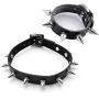 Top Plaza Mens Womens Black Genuine Leather Bracelets Necklaces Jewelry Set Metal Spike Studded Punk Rock Skull Biker Adjustable Cuff Bracelet Choker Necklace