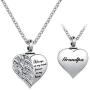 YSAHan Angel Wings Cremation Urn Necklaces for Ashes Clear White Synthetic Crystal Heart Pendant Stainless Steel Memorial Jewelry