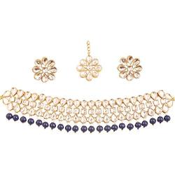 Touchstone Indian Bollywood Handcrafted Traditional Royal Mughal Kundan Polki Meenakari Enamel Colorful Wedding Designer Jewelry Necklace Choker Set in Gold and Silver Tone for Women.