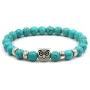 Teacher Gift,8mm Natural Turquoise Owl Braided Rope Bracelet For Women Bohemian Jewelry Gift