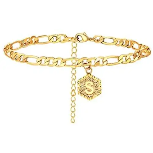 YANCHUN Gold Initial Anklet for Women Figaro Chain Anklets Alphabet Letter Cuban Link Ankle Bracelet for Girls Barefoot Jewelry YANCHUN Gold Initial Anklet for Women Figaro Chain Anklets Alphabet Letter Cuban Link Ankle Bracelet for Girls Barefoot Jewelry