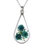 FM FM42 Red Turquoise Pressed Flowers Teardrop Drop Dangle Earrings Pendant Necklace Jewelry Set, 2 Colors