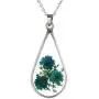 FM FM42 Red Turquoise Pressed Flowers Teardrop Drop Dangle Earrings Pendant Necklace Jewelry Set, 2 Colors