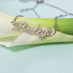 LuxglitterLin Heart Name Necklace Personalized Initial Custom Made Stainless Steel Jewelry for Women