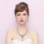 BriLove Wedding Jewelry Sets for Brides Rhinestone Flower Crystal Teardrop Y-Shaped Neckalce Dangle Earrings