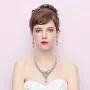 BriLove Wedding Jewelry Sets for Brides Rhinestone Flower Crystal Teardrop Y-Shaped Neckalce Dangle Earrings