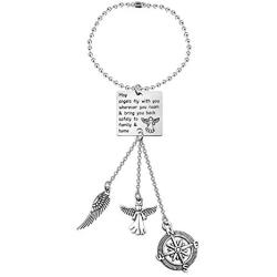 WUSUANED Traveller Keychain Gift May Angels Fly with You Wherever You Roam Bring You Back Safely to Family and Home