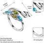 Jewmon Peacock Ring Rose Flower Ring Animal Lizard Ring Adjsutable Band for Women Girls Sterling Silver Cute Penguin Celtic Butterfly Spider Web Necklace Animal Jewelry Valentines Day Gifts