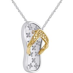 Pretty Jewels Diamond Flip Flop Pendant Slipper Beach Sandal Fancy Pendant 0.07 cttw Diamonds 925 Sterling Silver