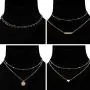 BBTO 4 Pieces Layered Pendant Choker Necklace Gold Layering Chain Choker for Women Girls