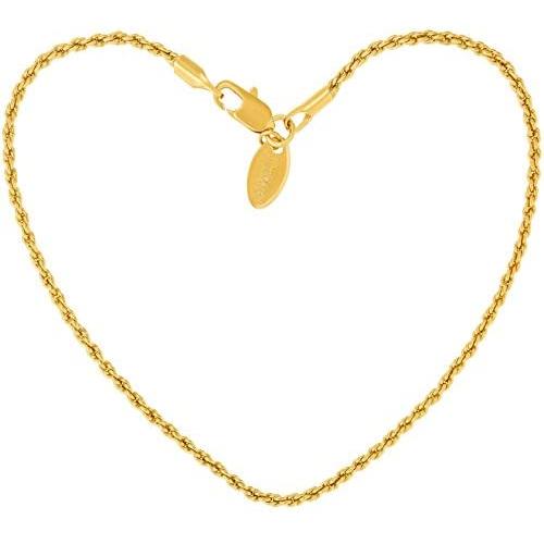 Lifetime Jewelry 1mm Rope Chain Bracelet for Women & Men 24k Real Gold Plated