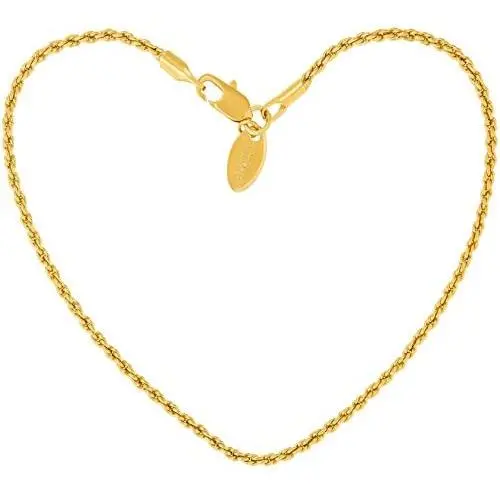 Lifetime Jewelry 1mm Rope Chain Bracelet for Women & Men 24k Real Gold Plated Lifetime Jewelry 1mm Rope Chain Bracelet for Women & Men 24k Real Gold Plated