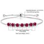 Gem Stone King 925 Sterling Silver Red Created Ruby Adjustable Bracelet, 2.80 Ctw Round