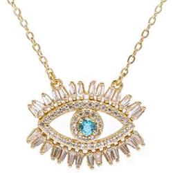 MLENS 18K Gold Plated Zirconia Evil Eye Necklace Dainty Chain Adjustable Pendant Necklaces for Women Jewelry Gift