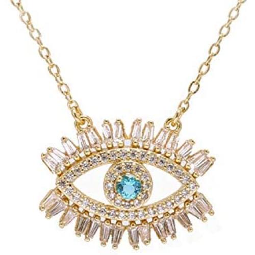 MLENS 18K Gold Plated Zirconia Evil Eye Necklace Dainty Chain Adjustable Pendant Necklaces for Women Jewelry Gift