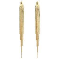 FUTIMELY Long Tassel Dangle Drop Earrings for Woman Teen Girls,Silver/Black/Gold Punk Sleek Metal Chain Earrings Wedding Bridesmaid Jewelry