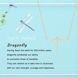 SAM & LORI Dragonfly Necklace Pendant 14K Gold Plated Dainty Cubic Zirconia Friendship Love Necklace Charm Personalized Adjustable Jewelry Present Gift for Women Teen Girls Kids Child