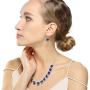 Colife fashion Crystal Necklace and Dangle Earrings Jewelry Sets for Women with Red Green Purple Blue and Multicolor to Choose