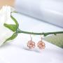 AOBOCO Sterling Silver Rose Flower Earrings, Rose Gold Plated, Clear Crystal from Austria, Hypoallergenic Dangle Drop earrings, Anniversary Birthday Jewelry Rose Flower Gifts for Women