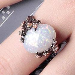 HSQYJ Vintage Plum Blossom Tree Ring Enamel Oval Natural Stone Wedding Engagement Anniversary Party Rings Simple Fashion Creative Jewelry for Women Girl Gift
