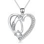 Penguin Necklace Sterling Silver Cubic Zirconia Heart Shape Penguin Gifts for Women Girls, 18''