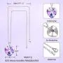AN JING ZHI Love Heart Necklaces for Women Girls Silver Tone Birthstone Crystals Necklace Mothers Day Anniversary Jewelry Birthday Gifts for Mom/Wife/Sister