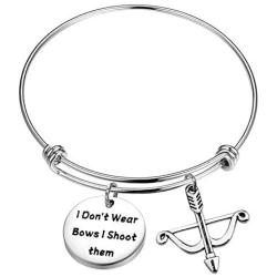 FOTAP Archery Gifts I Dont Wear Bows I Shoot Them Bracelet Hunting Gifts Bow and Arrow Charm Gift