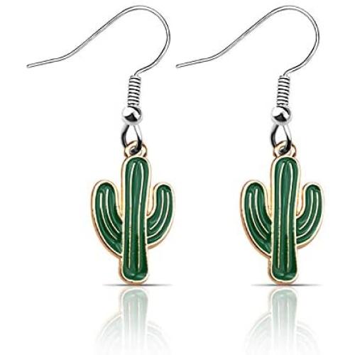 Cactus Dangle Earrings 316 Stainless Steel Cactus Charm Jewelry Gift for Cactus Lover Saguaro Jewelry