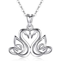Eusense Sterling Silver Swans Necklace Pendant Infinity Love Necklaces Birthday Jewelry Gifts with 18 Chain for Women Girls