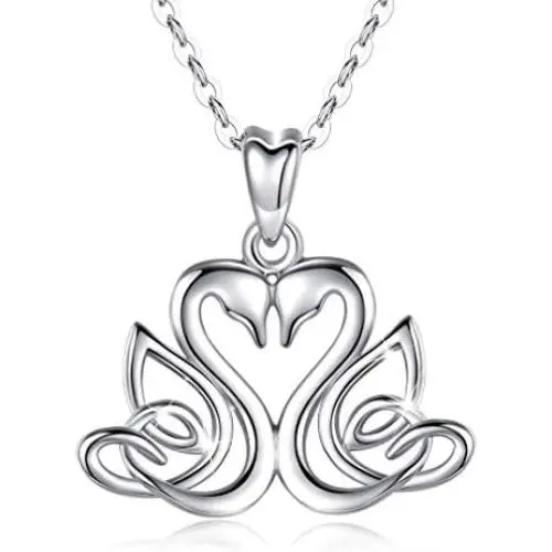 Eusense Sterling Silver Swans Necklace Pendant Infinity Love Necklaces Birthday Jewelry Gifts with 18 Chain for Women Girls