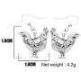 WEVENI Alloy Antique Silver Gold Plated Rooster Hen Chicken Earrings Dangle Farm Themed Jewelry Dainty Gift for Girls Women