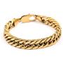 BUNSIKUNG Jewelry Mens 14K Gold Plated 316L Stainless Steel Link Chain Miami Cuban Bracelet
