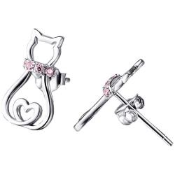 Cat Stud Earrings for Women Girls Sterling Silver Mini Pet Cats Earrings Jewelry Studs