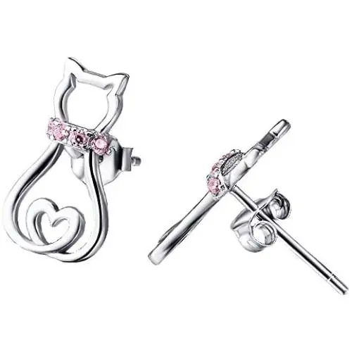 Cat Stud Earrings for Women Girls Sterling Silver Mini Pet Cats Earrings Jewelry Studs Cat Stud Earrings for Women Girls Sterling Silver Mini Pet Cats Earrings Jewelry Studs