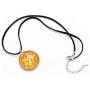 SUVANI Hand Blown Glass Jewelry Shimmering Art Fire Lava Round Pendant Necklace, 18”-20”
