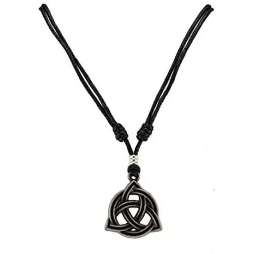 BlueRica Celtic Trinity Knot Triquetra Pendant on Adjustable Black Rope Cord Necklace BlueRica Celtic Trinity Knot Triquetra Pendant on Adjustable Black Rope Cord Necklace