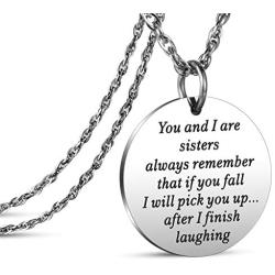 JanToDec Jewelry Sister Gifts from Sister Laughing Necklace for Sister Birthday Christmas Valentine Gift