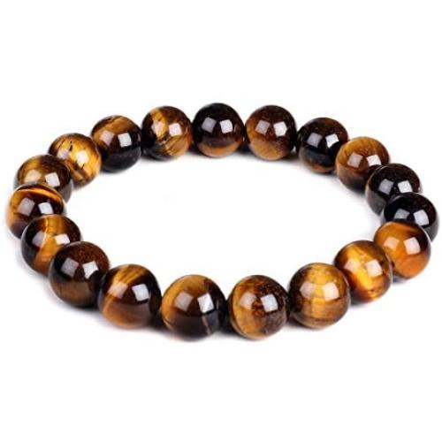 10mm Natural Tiger Eye Bracelet Elastic Yoga Gemstones Healing Energy Men Women Stretch Bracelet