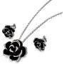 Yoursfs Flower Jewelry Set 18K Rose GP Sexy Flower Lacing with Rhinestones Clip Earrings&Necklace Ladies Jewelry Set